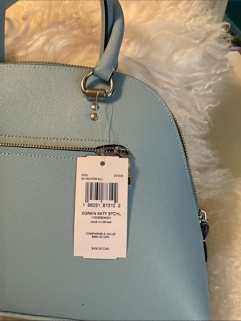 New Coach Katy Satchel Double Zip & Matching Card Case Waterfall Blue NWT - Picture 6 of 12